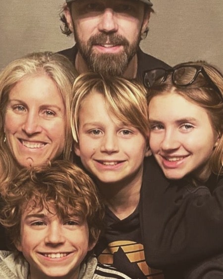 A photo of Walker Scobell and his family, including his father, Lt. Pete Scobell, mother Heather Scobell, sister, Kathleen Scobell, brother, Tanner Scobell